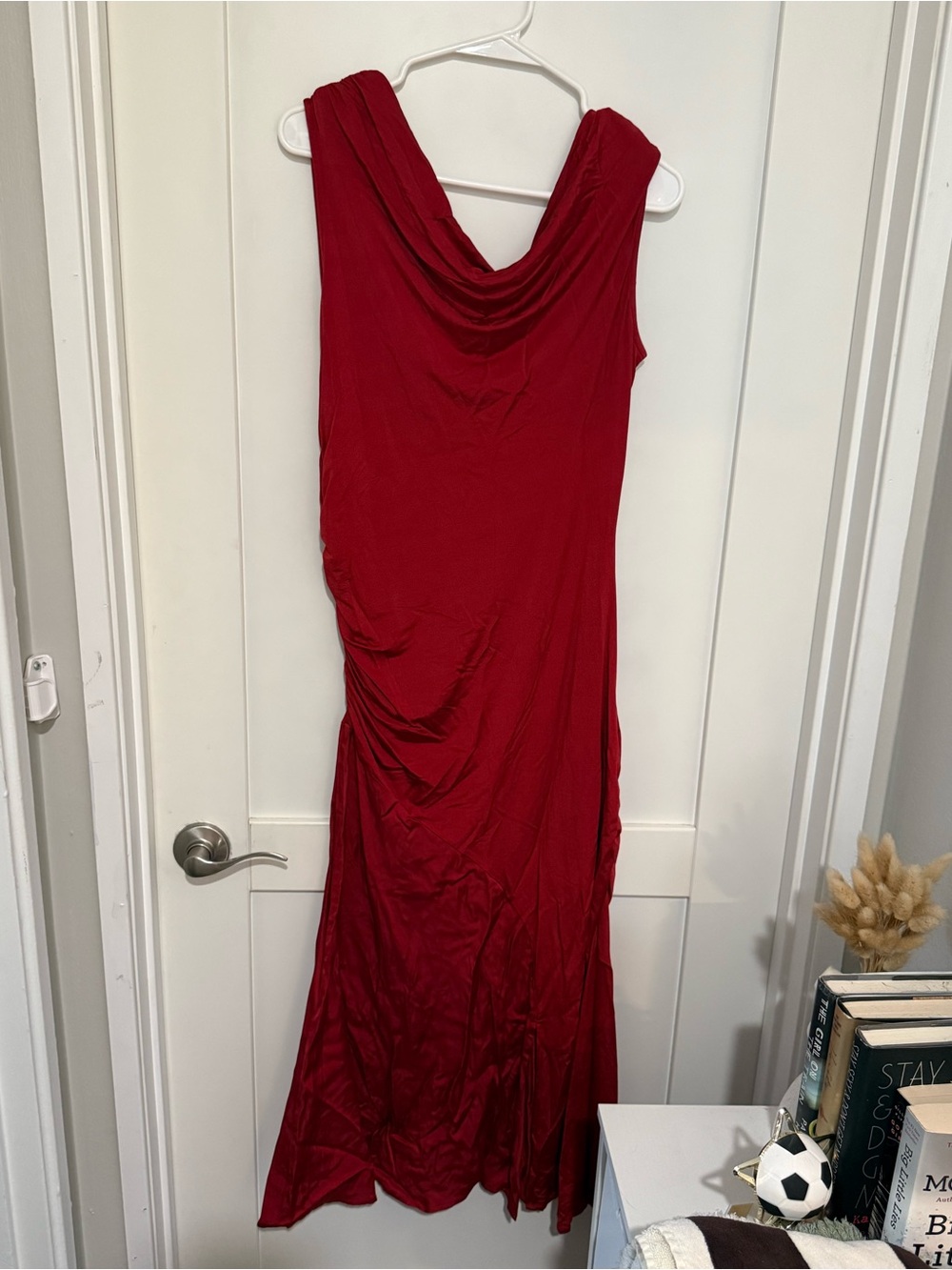 Anthropologie Red Cowl Neck Maxi Dress